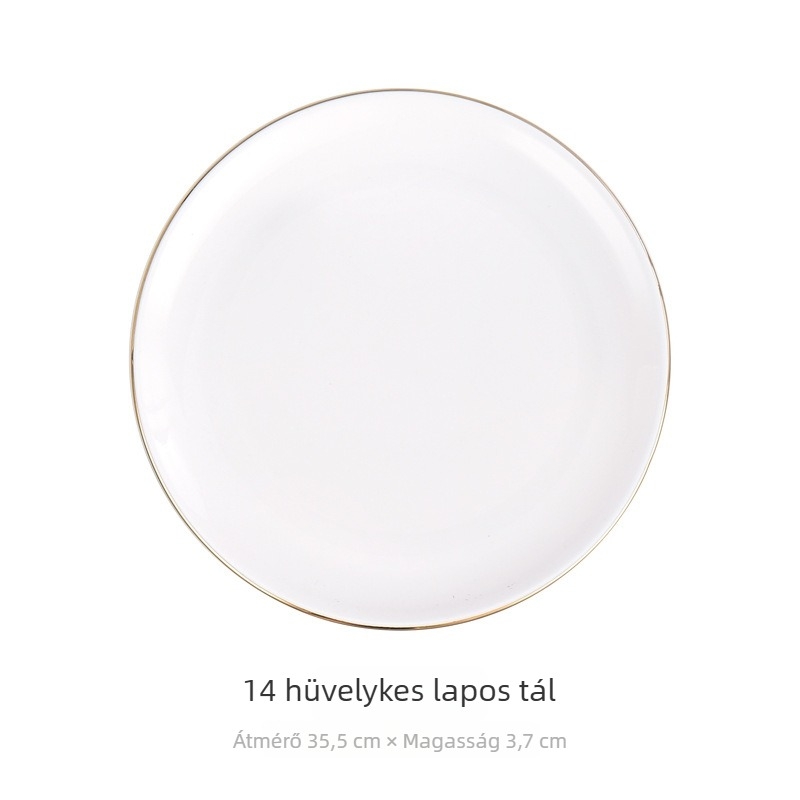 Porcelán reggeliző tányér kör alakú, kézzel rajzolt felülettel, könnyű luxus retro stílus