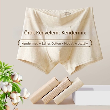Varrat nélküli férfi kendervászon boxeralsó – lélegző, antibakteriális, gyorsan száradó, középmagas derekú
