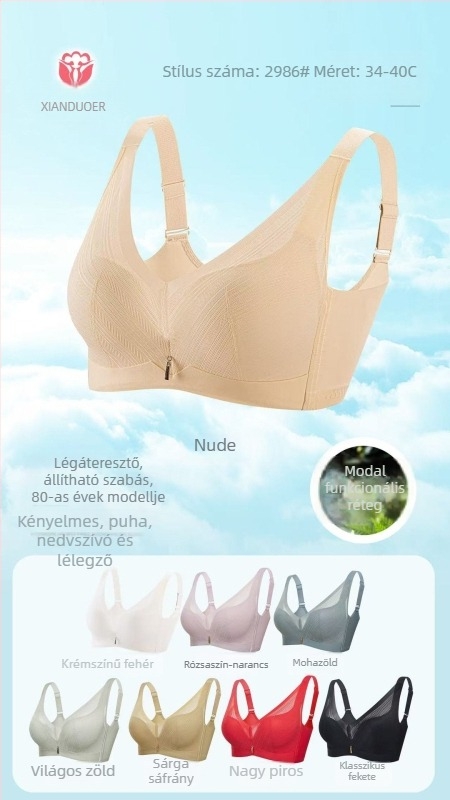 Drót nélküli push-up melltartó, 3/4 kosár, levehető vállpántok, nylon