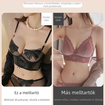 Állítható és levehető dupla vállpántos melltartó készlet, 3/4 kosár, felső vékony és alsó vastag formázó kosár, drót nélküli, nylon (3/4 kosár; felső vékony és alsó vastag formázó kosár; levehető dupla vállpántok; nylon; drót nélküli)