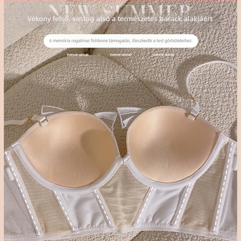 Állítható és levehető dupla vállpántos melltartó készlet, 3/4 kosár, felső vékony és alsó vastag formázó kosár, drót nélküli, nylon (3/4 kosár; felső vékony és alsó vastag formázó kosár; levehető dupla vállpántok; nylon; drót nélküli)