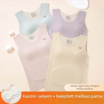 Őszi–téli lányoknak készült termos mellény integrált cups-szal (251–300 g/m2; 80–90% poliészter; egyszínű modell; 13–18 év)