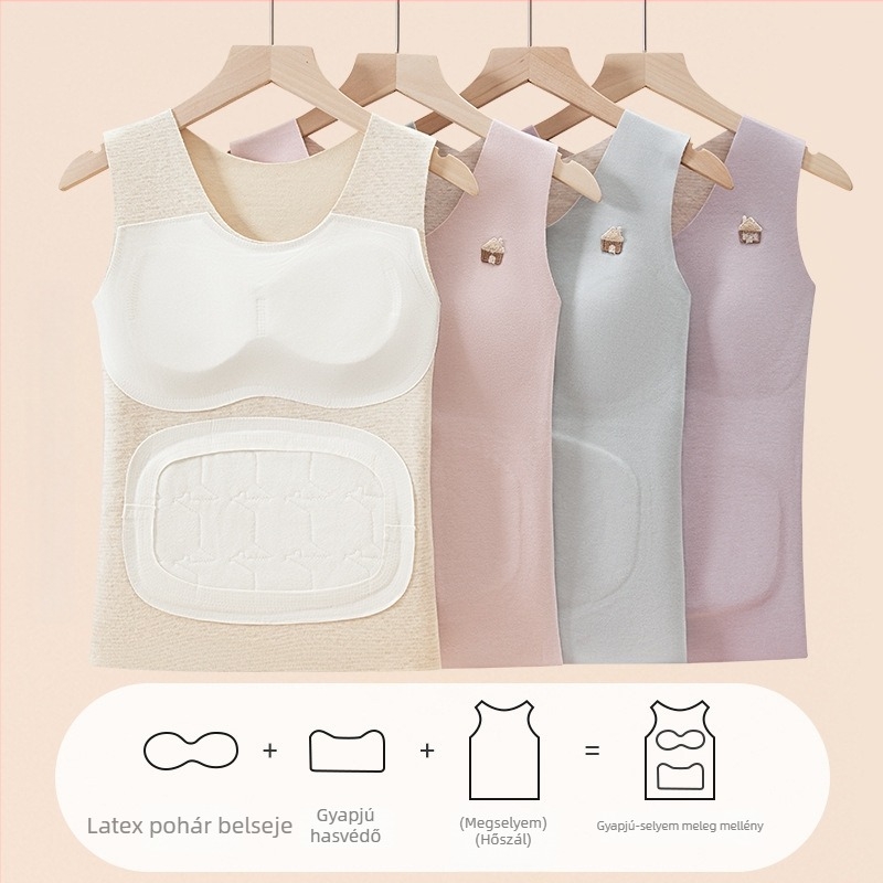 Őszi–téli lányoknak készült termos mellény integrált cups-szal (251–300 g/m2; 80–90% poliészter; egyszínű modell; 13–18 év)