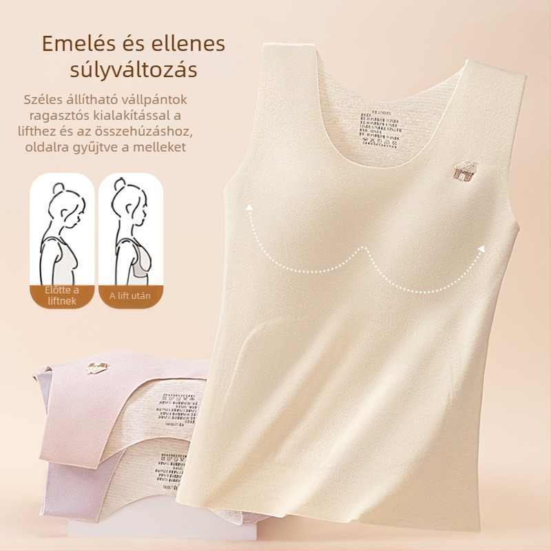 Őszi–téli lányoknak készült termos mellény integrált cups-szal (251–300 g/m2; 80–90% poliészter; egyszínű modell; 13–18 év)