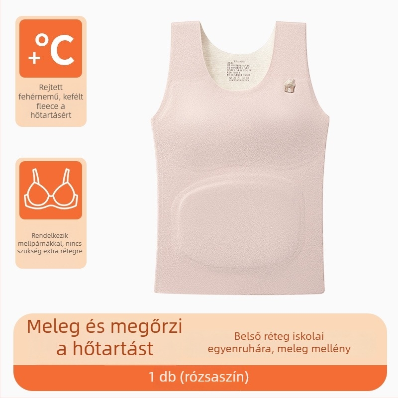 Őszi–téli lányoknak készült termos mellény integrált cups-szal (251–300 g/m2; 80–90% poliészter; egyszínű modell; 13–18 év)