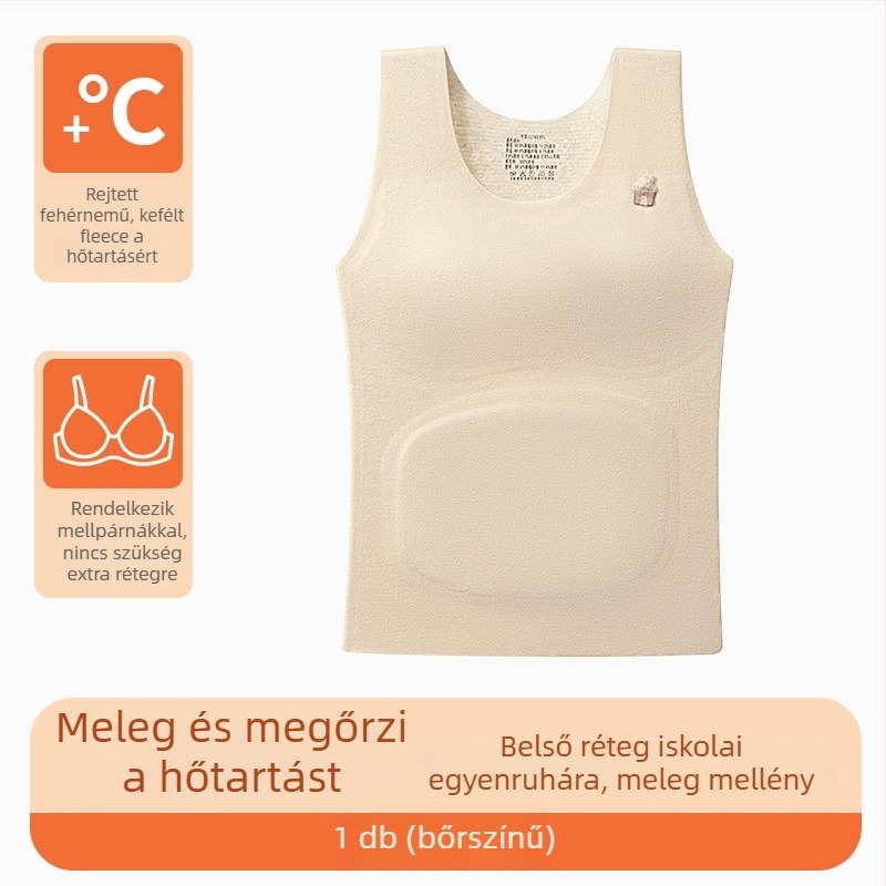 Őszi–téli lányoknak készült termos mellény integrált cups-szal (251–300 g/m2; 80–90% poliészter; egyszínű modell; 13–18 év)