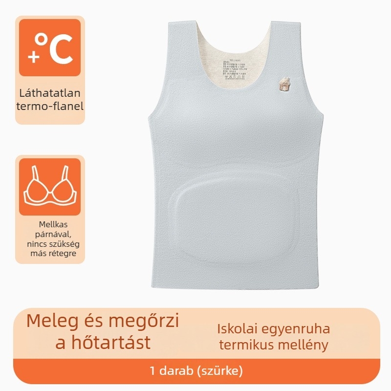 Őszi–téli lányoknak készült termos mellény integrált cups-szal (251–300 g/m2; 80–90% poliészter; egyszínű modell; 13–18 év)