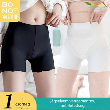 Női nylon boxer briefs középmagas derekú, pamut alátéttel a szemérem részen, sima szövés, 90% nylon, 2 az 1-ben dizájn