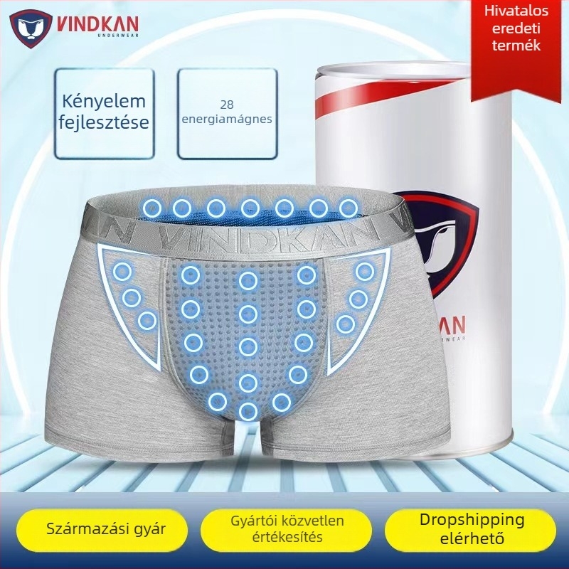 Férfi bevarrás nélküli boxeralsónemű viszkózból, lélegző, antibakteriális, infravörös mágneses rost a redőnél