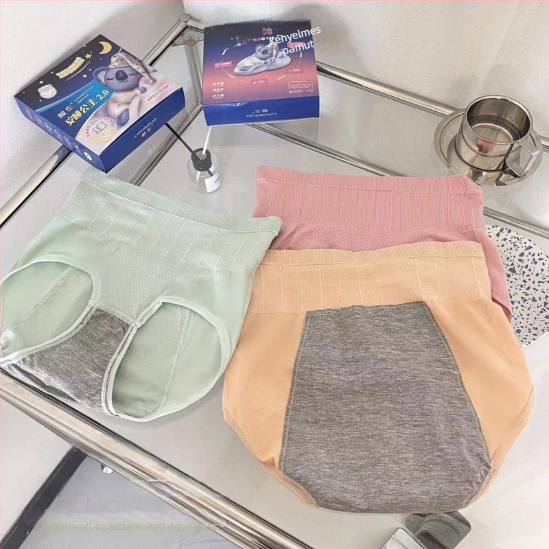 2.0 Menstruációs fehérnemű varrat nélküli, magas derék, haskontroll, oldalirányú szivárgás elleni védelem, nagy méret