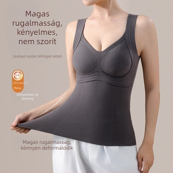 Női termosz mellény beépített melltartóval és párnával, fleece-béléssel, nylon anyagú; testformázó, melegen tartó, külső rétegként viselhető
