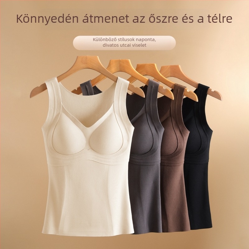 Női termosz mellény beépített melltartóval és párnával, fleece-béléssel, nylon anyagú; testformázó, melegen tartó, külső rétegként viselhető