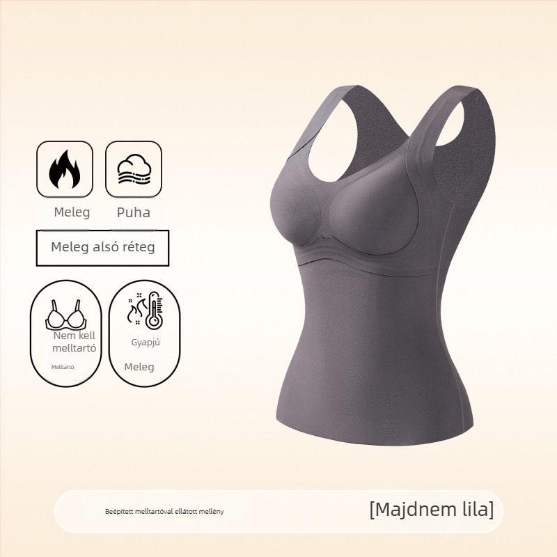 Női termosz mellény beépített melltartóval és párnával, fleece-béléssel, nylon anyagú; testformázó, melegen tartó, külső rétegként viselhető