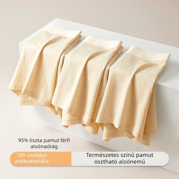 Férfi pamut boxeralsó, lélegző, antibakteriális, középmagas fazon