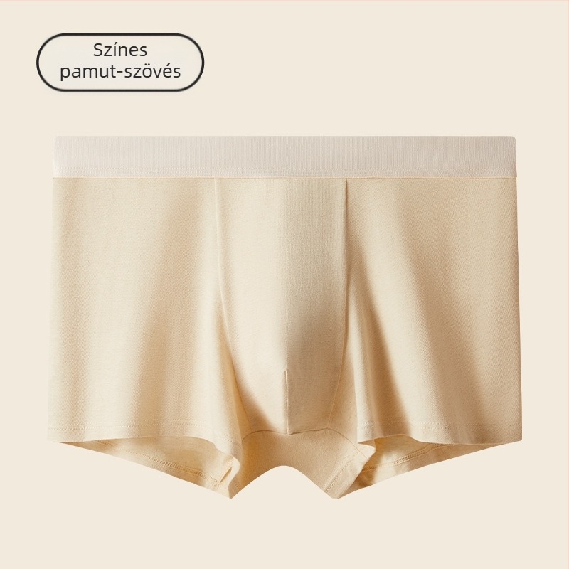 Férfi pamut boxeralsó, lélegző, antibakteriális, középmagas fazon