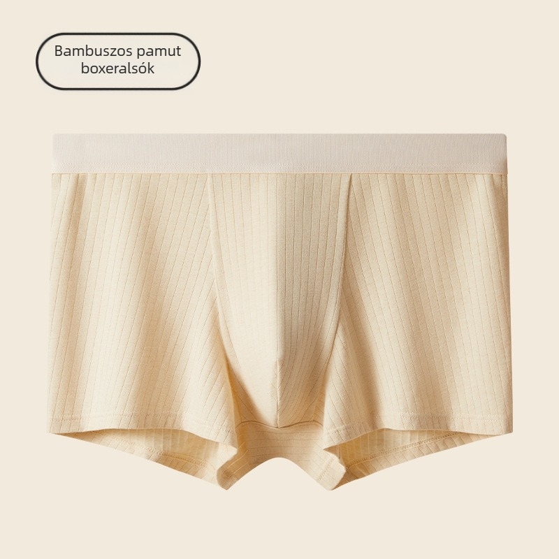 Férfi pamut boxeralsó, lélegző, antibakteriális, középmagas fazon