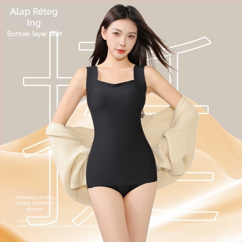 Női nejlonból készült termikus felső beépített melltartóval és párnákkal a mellekhez, hátsó tartással, velúr bélés, antibakteriális, őszi-téli