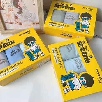 Tinédzser fiúk pamut boxeralsó, varrat nélküli, középmagas, lélegző, gyorsan száradó