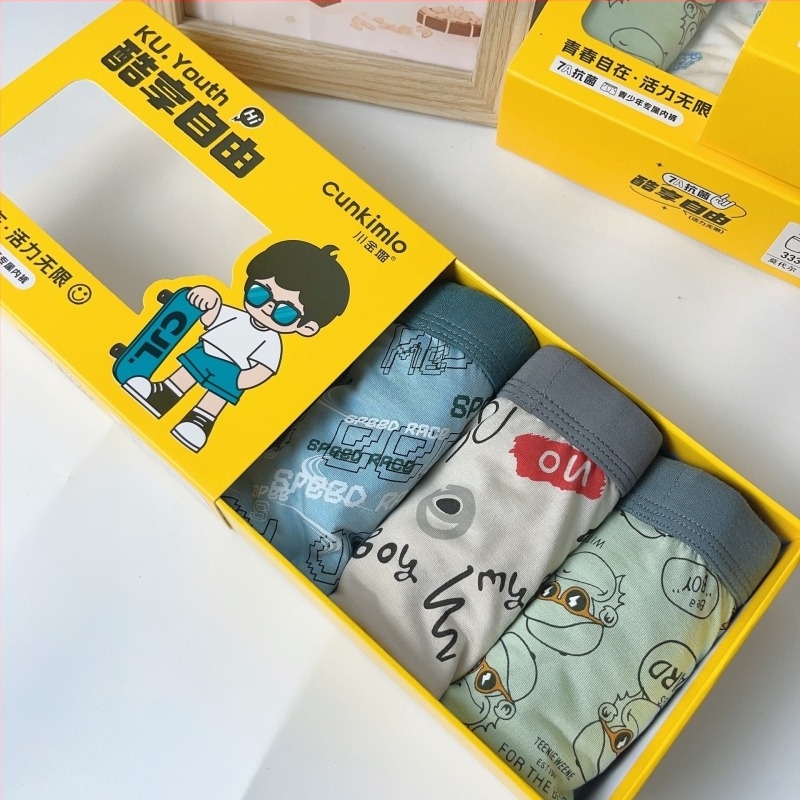 Tinédzser fiúk pamut boxeralsó, varrat nélküli, középmagas, lélegző, gyorsan száradó