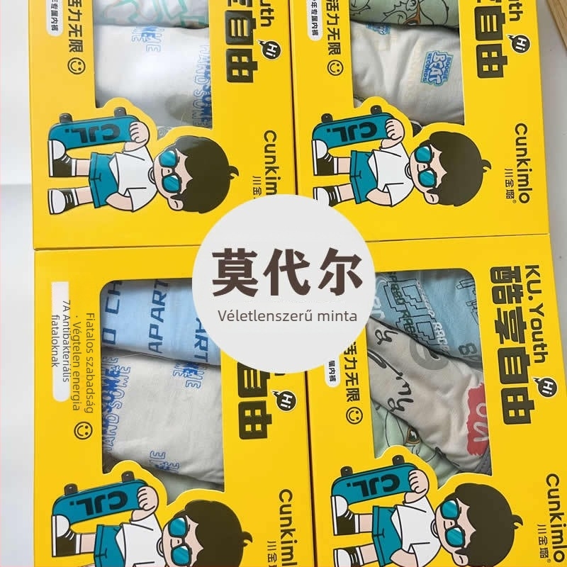 Tinédzser fiúk pamut boxeralsó, varrat nélküli, középmagas, lélegző, gyorsan száradó