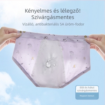 Tinédzser menstruációs fehérnemű, leak-proof pamut 95% + 5% elastán, középmagas derék, belső pamut bélés