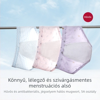 Tinédzser menstruációs fehérnemű, leak-proof pamut 95% + 5% elastán, középmagas derék, belső pamut bélés