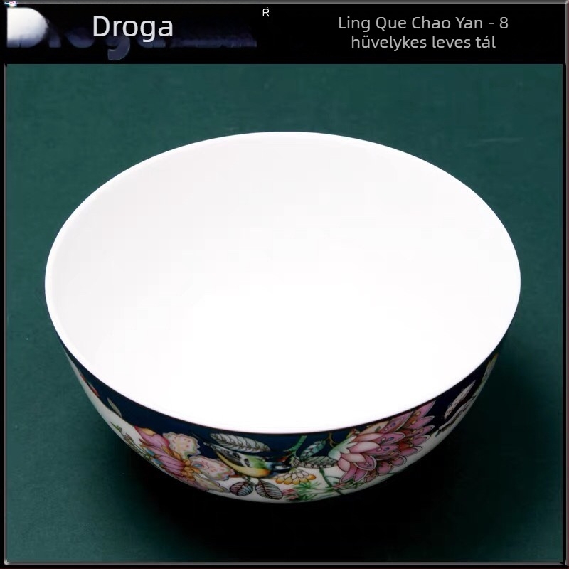 Jun Porcelán csontporcelán négy darabos étkészlet, kerek forma, virágmintázat, mikrohullámú sütőbe tehető