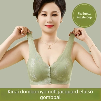 Középkorú nőknek tervezett melltartó, mellény-stílus, varrás nélküli, elöl kapcsos zárás, vékony formázott kosár, nylon anyag és spandex bélés