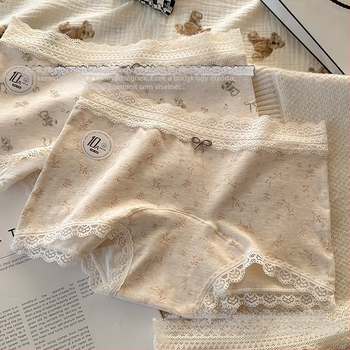Női antibakteriális pamut boxer brief virágmintával, középmagas derékkal, pamutszövetes bélés a gát területén