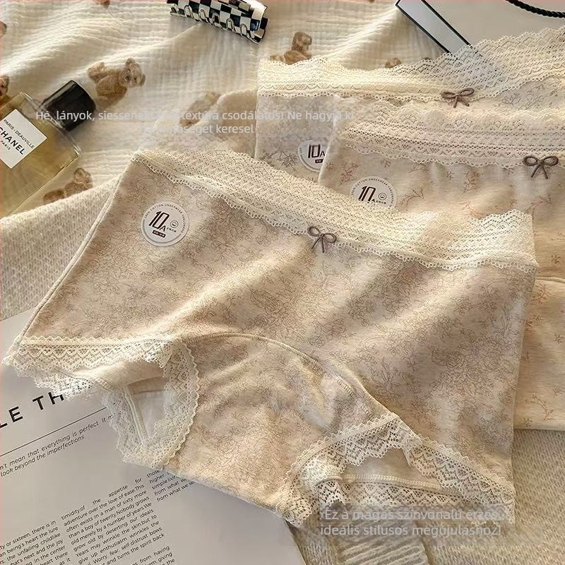 Női antibakteriális pamut boxer brief virágmintával, középmagas derékkal, pamutszövetes bélés a gát területén
