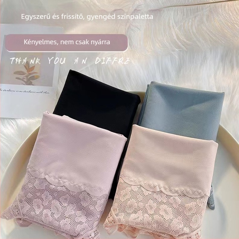 Női magas derekú alsó csipkével, ice silk anyagból, varrat nélküli, pamut betéttel, has formázás és csípőemelés, szülés utáni szexi, nagy méret, nyári könnyű modell