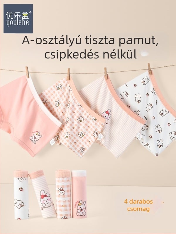 Gyerekeknek készült pamut boxeralsó lányoknak, tavasz–nyár