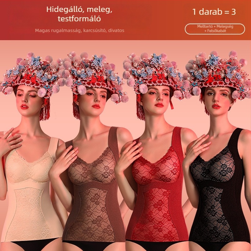 Fűtő alakformáló mellény emelő pántokkal és melltartóbetéttel, antibakteriális kasmírból készült melltartó, selyem alapréteg