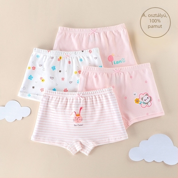 Lányok 100% pamut alsónemű, középmagas derekú, 4–15 éveseknek
