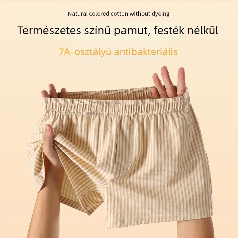 Pamut férfi boxer brief, lélegző, laza szabás, középmagas derekú, plusz méret