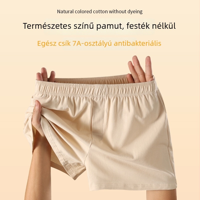 Pamut férfi boxer brief, lélegző, laza szabás, középmagas derekú, plusz méret