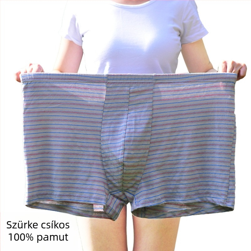 Plusz méretű férfi pamut alsónemű, piros, magas derekú boxer