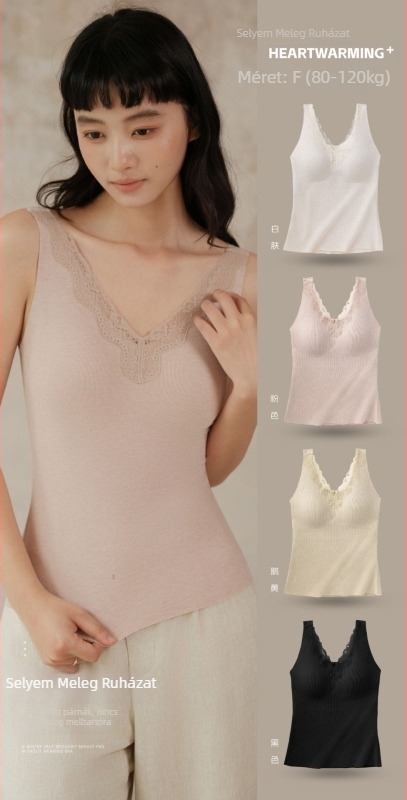 Női termikus mellény beépített melltartó párnákkal, viszkóz anyagból, V-nyakú, egy rétegű