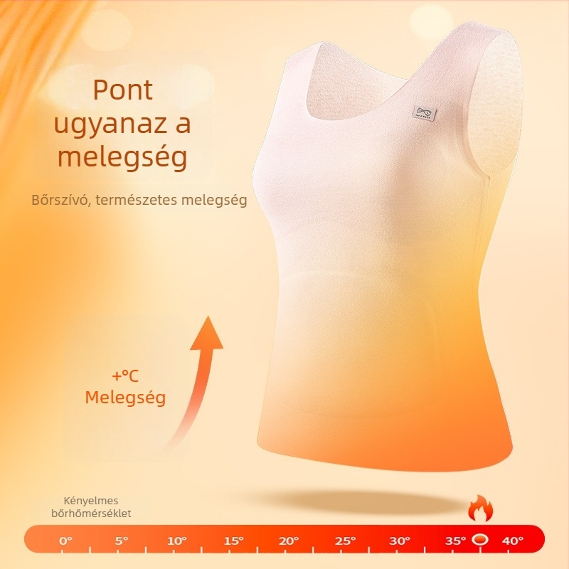 Lányok számára készült termikus mellény kerek nyakkal, melltartóbetéttel, poliészter anyagból, melegen tart és védi a hasat