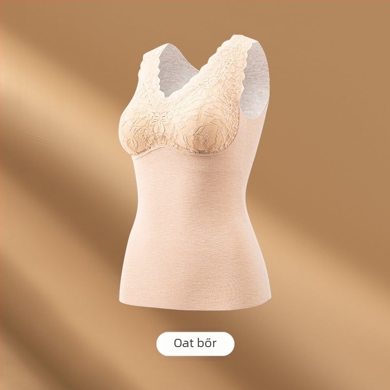 Női melegítő mellény, melltartó nélkül, beépített kosarakkal és párnákkal, velúr felület, akril szál, vastagság 201–250 g/m2