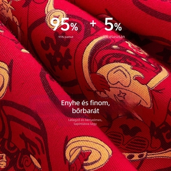 Férfi boxer rövidnadrág, 95–100% pamut, antibakteriális, lélegző, középmagas derekú, növények és virágok mintával