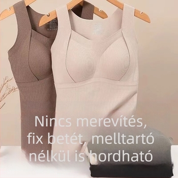 Gyapjú–selyem termos mellény beépített kosaras melltartóval, kényelmes formázó felső