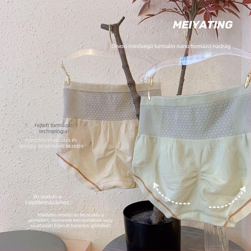 Varrás nélküli, magas derekú női shapewear alsó, méhsejt mintával a csípő emelésére, antibakteriális szemérem, hasformázás szülés után