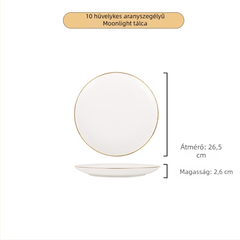 Csontporcelán étkészeti tányér, kör alakú, >36% csontporcelán, logónyomás elérhető, mikrohullámú sütőben nem használható