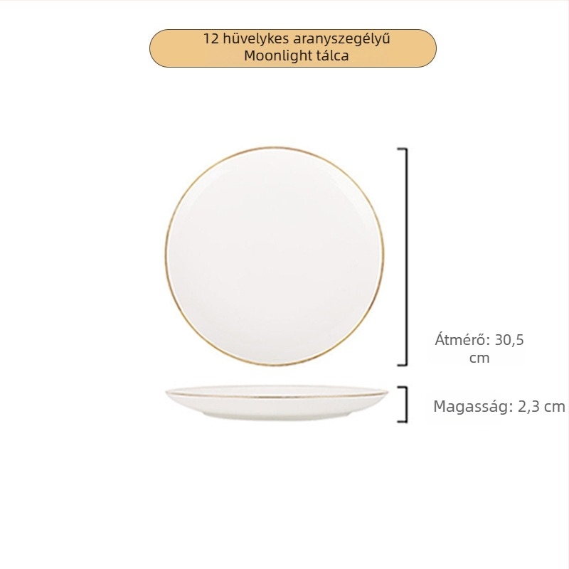 Csontporcelán étkészeti tányér, kör alakú, >36% csontporcelán, logónyomás elérhető, mikrohullámú sütőben nem használható