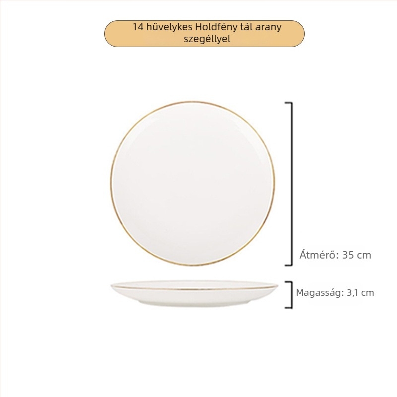 Csontporcelán étkészeti tányér, kör alakú, >36% csontporcelán, logónyomás elérhető, mikrohullámú sütőben nem használható