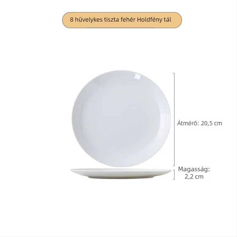 Csontporcelán étkészeti tányér, kör alakú, >36% csontporcelán, logónyomás elérhető, mikrohullámú sütőben nem használható