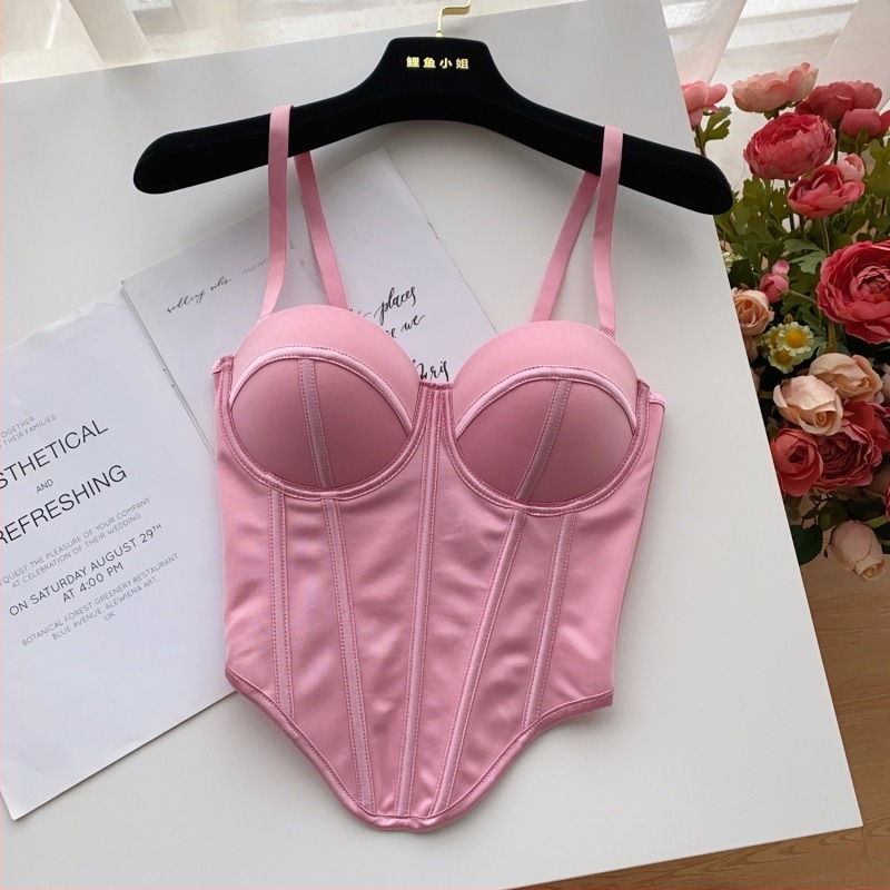 Francia stílusú csontozott bustier felső, elegáns, karcsú szabás, 3D mintázat, dupla pánt