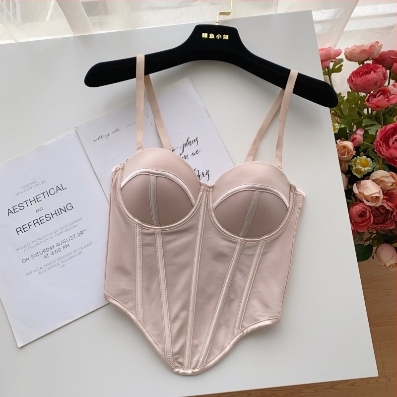 Francia stílusú csontozott bustier felső, elegáns, karcsú szabás, 3D mintázat, dupla pánt