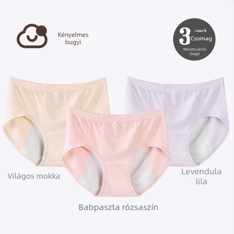 Női menstruációs alsónemű alváshoz, szivárgásmentes, 3 darabos készlet